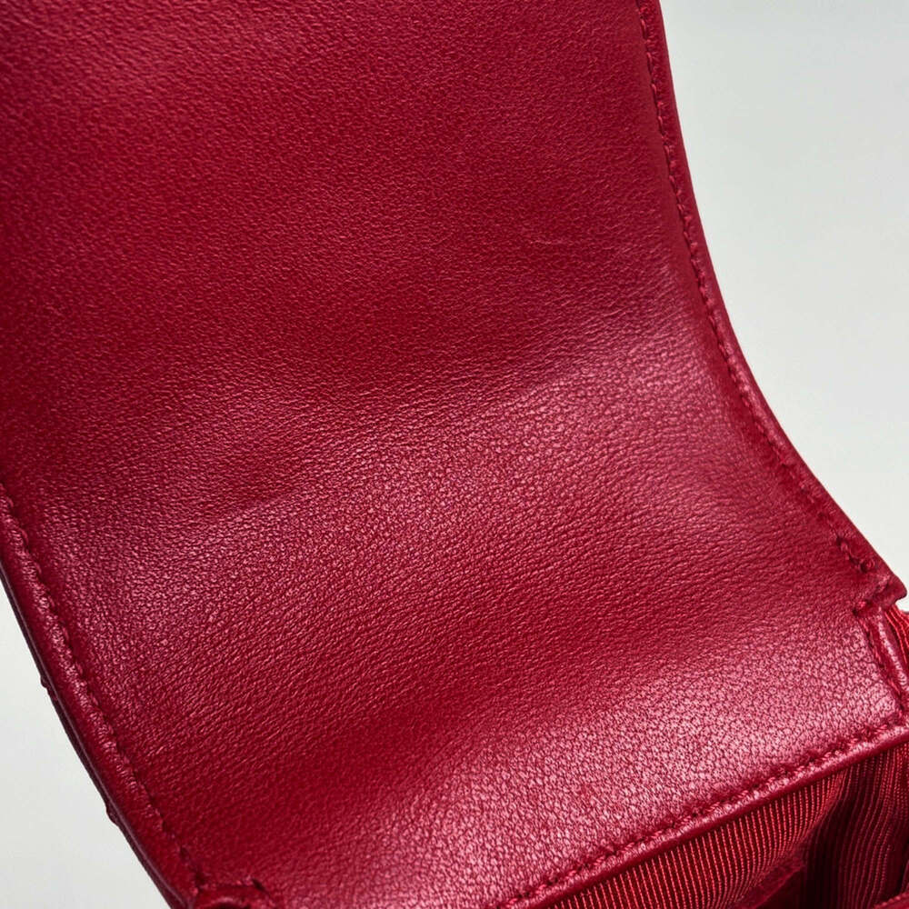 CHANEL Red Leather Logo Pouch - Picture 6 of 9